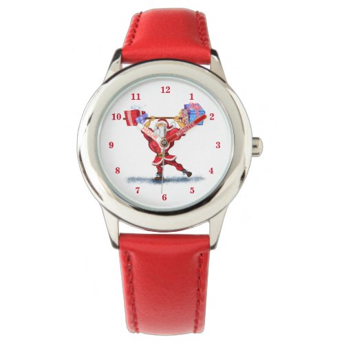 Bodybuilder Santa Claus with Christmas Gifts Funny Watch