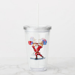 Bodybuilder Santa Funny Christmas Acrylic Tumbler