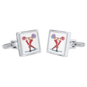 Bodybuilder Santa Funny Christmas Cufflinks Gift