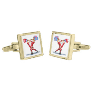 Bodybuilder Santa Funny Christmas Cufflinks Gift