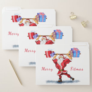 Bodybuilder Santa Funny Christmas File Folders