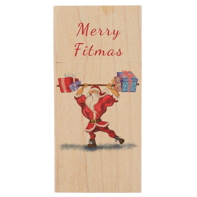 Bodybuilder Santa Funny Christmas Flash Drive (Front Vertical)