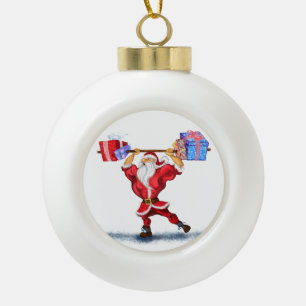 Bodybuilder Santa Funny Christmas Ornament