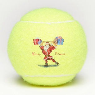 Bodybuilder Santa Funny Christmas Tennis Balls