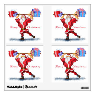 Bodybuilder Santa Funny Christmas Wall Decal