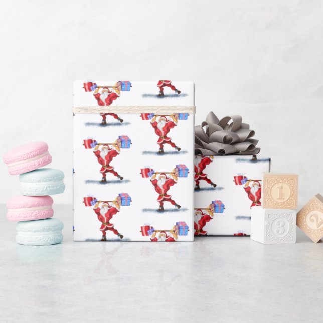 Bodybuilder Santa Funny Christmas Wrapping Paper (Baby Shower)