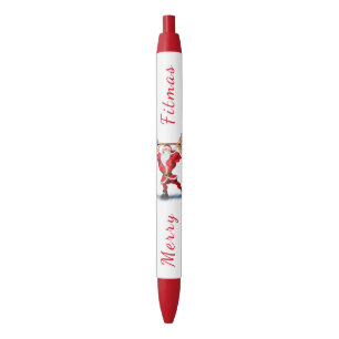 Bodybuilder Santa with Gift Funny Christmas Pen
