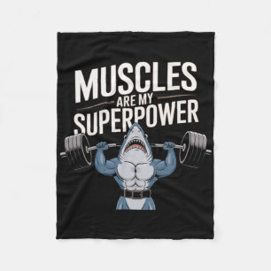 Bodybuilder Shark Lover Gym Fitness Workout Bodybu Fleece Blanket