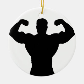bodybuilder silhouette ceramic ornament