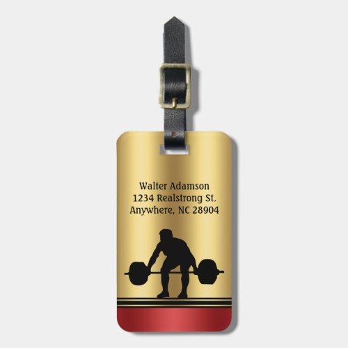 Bodybuilder Sport weightlifter silhouette Elegant Luggage Tag