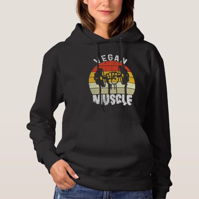 Bodybuilder Workout Vegan Muscle Retro  Vegan Musc Hoodie (Front)
