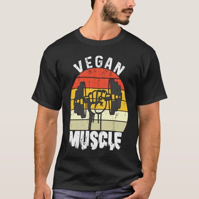 Bodybuilder Workout Vegan Muscle Retro  Vegan Musc T-Shirt (Front)