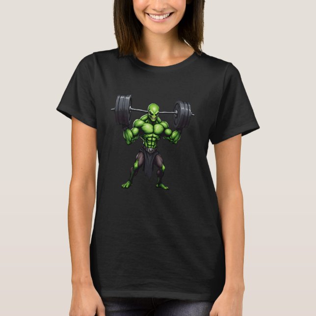 Bodybuilding Alien Tee Funny Gym Design Ufo Weight (Front)