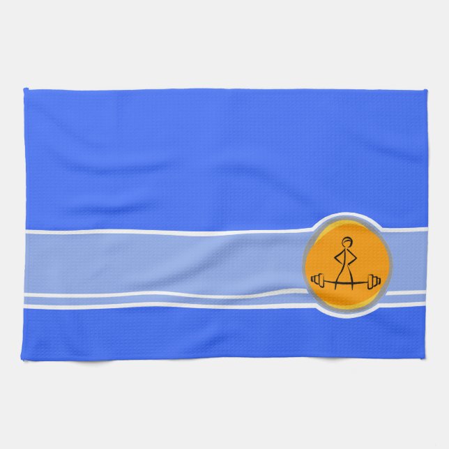 Bodybuilding; blue & orange towel (Horizontal)