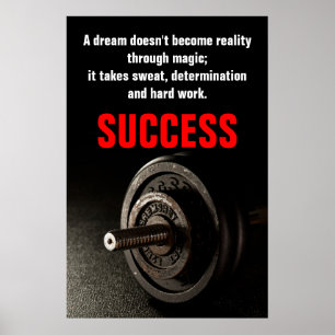 Bodybuilding Fitness Inspirational Success Dumbell Poster