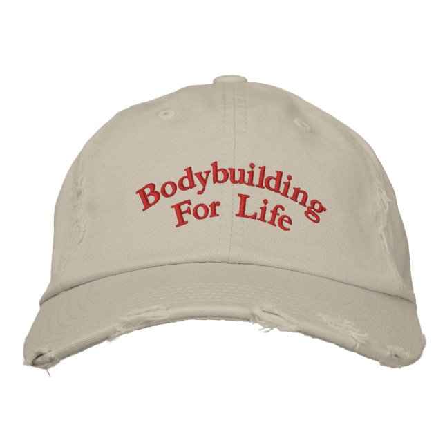 Bodybuilding For Life Embroidered Baseball Cap (Front)