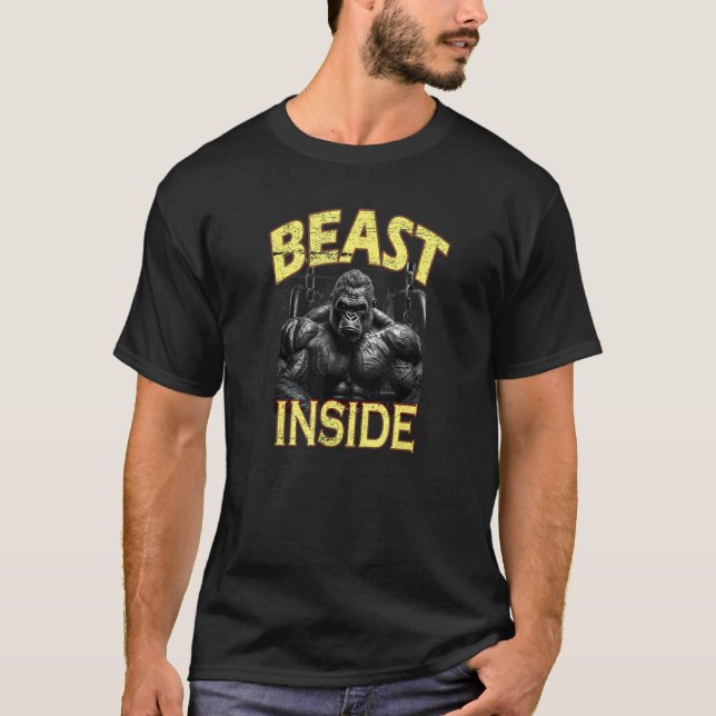 Bodybuilding Gorilla Gym Fitness Beast Inside T-Shirt (Front)