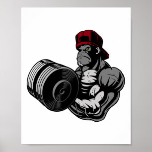 Bodybuilding Gorilla Gym Strength Training Workout Poster