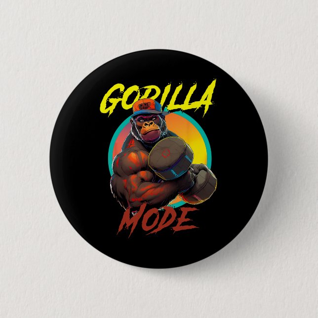 Bodybuilding Gorilla Mode Workout  Button (Front)