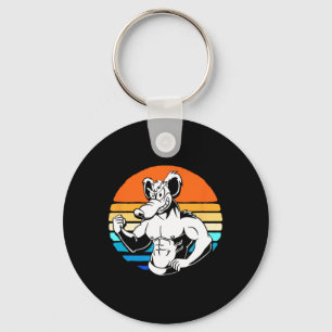 Bodybuilding Gym Lover Retro Gym Rat Keychain