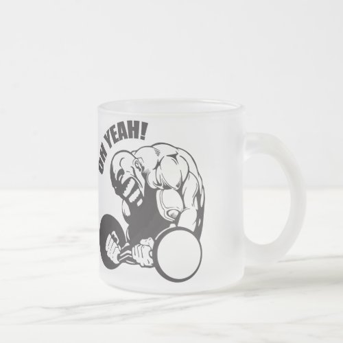 Bodybuilding Gym Workout _ Bicep Curl _ OH YEAH Frosted Glass Coffee Mug