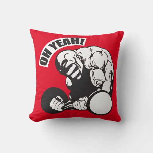 Bodybuilding Gym Workout _ Bicep Curl _ OH YEAH Throw Pillow