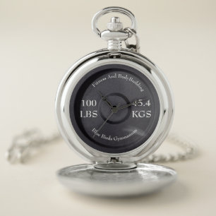 Bodybuilding Gymnasium 100 LBS/45.4 KGS silver Pocket Watch