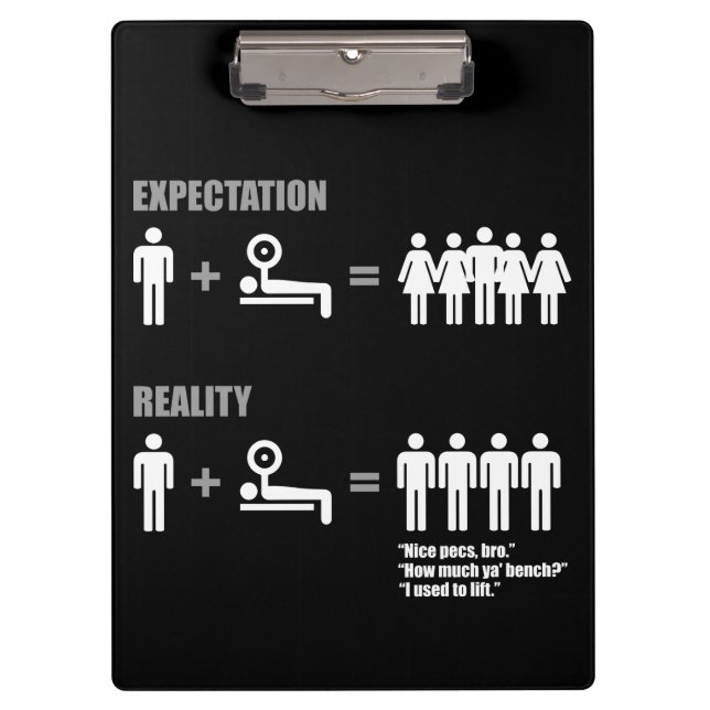 Bodybuilding Humor - Expectation vs Reality Clipboard (Front)
