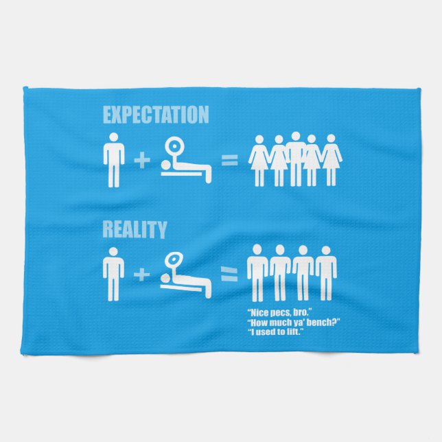 Bodybuilding Humor - Expectation vs Reality Towel (Horizontal)