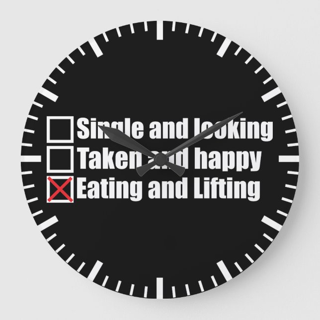 Bodybuilding Humor - Single vs Taken vs Lifting Large Clock (Front)