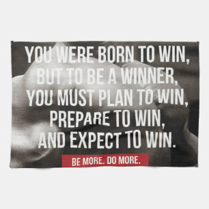 Bodybuilding Inspiration - Born To Win - Workout Kitchen Towel