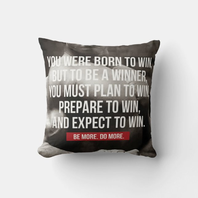 Bodybuilding Inspiration - Born To Win - Workout Throw Pillow (Front)