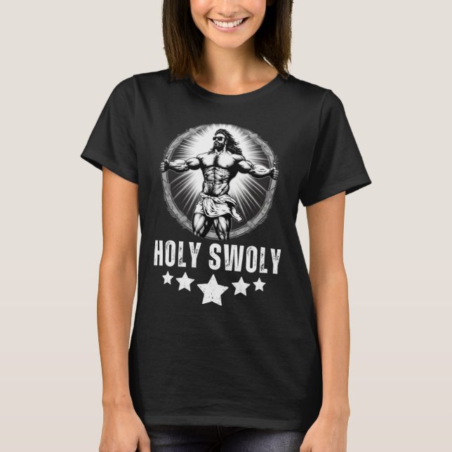 Bodybuilding Jesus Fitness Holy Swoly Gym T-Shirt (Front)
