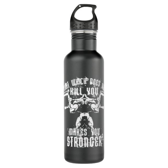 Bodybuilding Lifting Motivation - Squat Stainless Steel Water Bottle (Front)