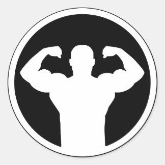 Bodybuilding logo classic round sticker