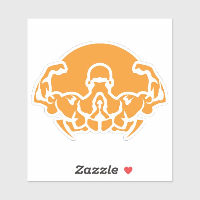 bodybuilding logo musculation dos biceps 6 sticker (Sheet)