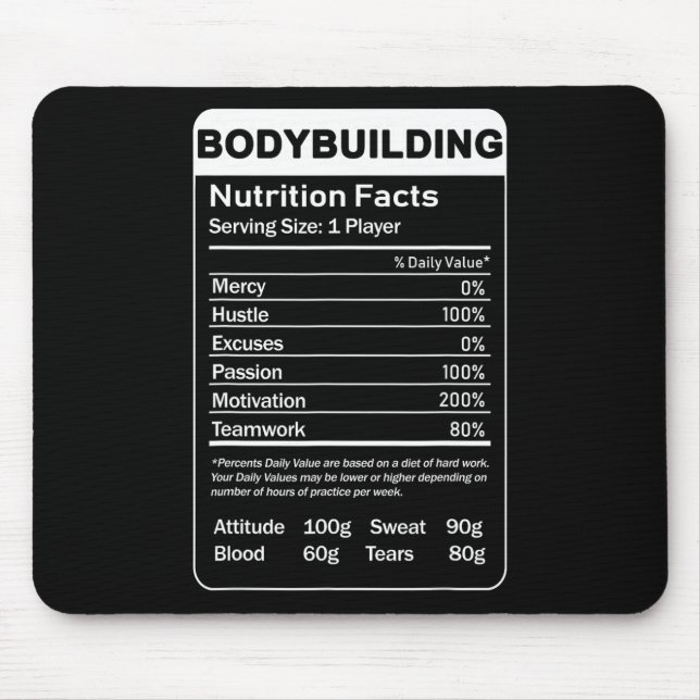 Bodybuilding Nutrition Facts  Mouse Pad (Front)