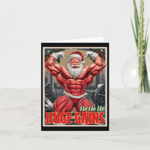 Bodybuilding Santa Ho Ho Huge Gains Weightlifting  Card