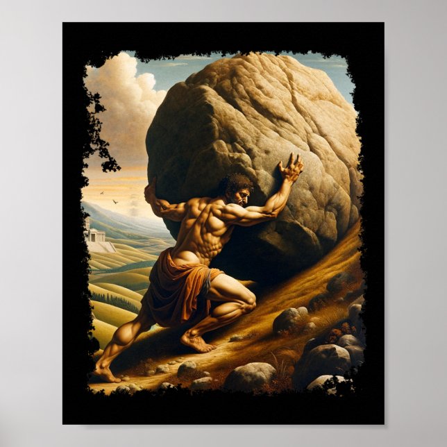 Bodybuilding Sisyphus Endurance Clic Art Greek Myt Poster (Front)