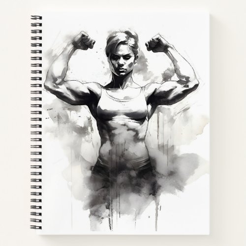 Bodybuilding Sketch Female Flexing Her Muscles Notebook