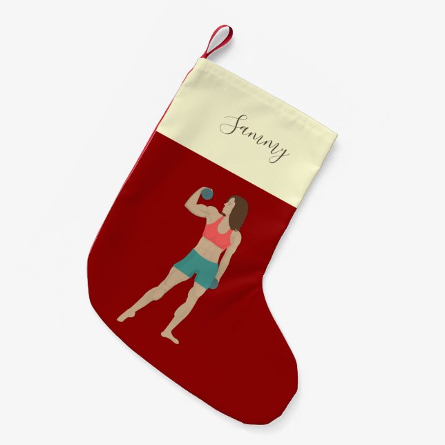 Bodybuilding Small Christmas Stocking (Front (Hanging))