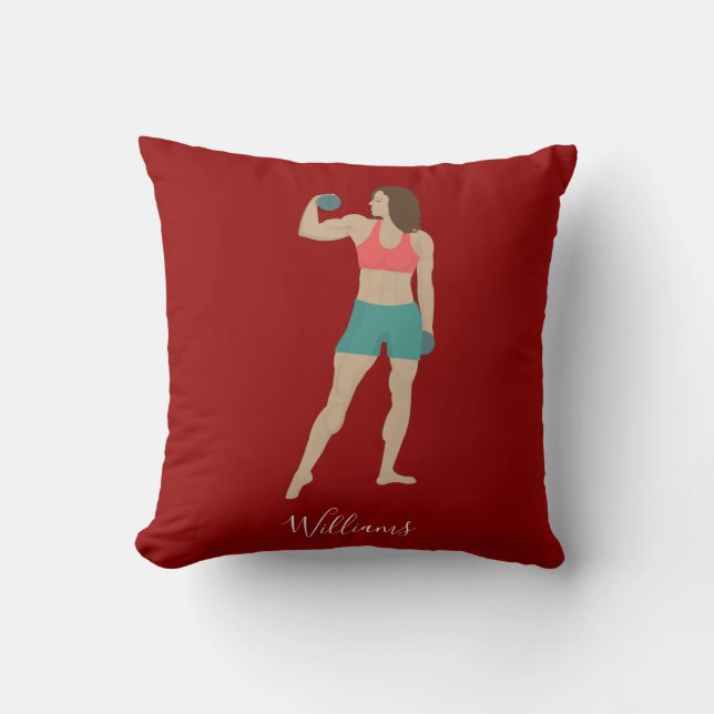 Bodybuilding Throw Pillow (Front)