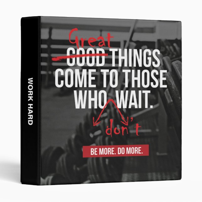 Bodybuilding Workout Motivational Words Binder (Front/Spine)