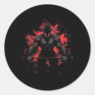 Bodybuilding Workout Muscle Powerlifting Anime Men Classic Round Sticker