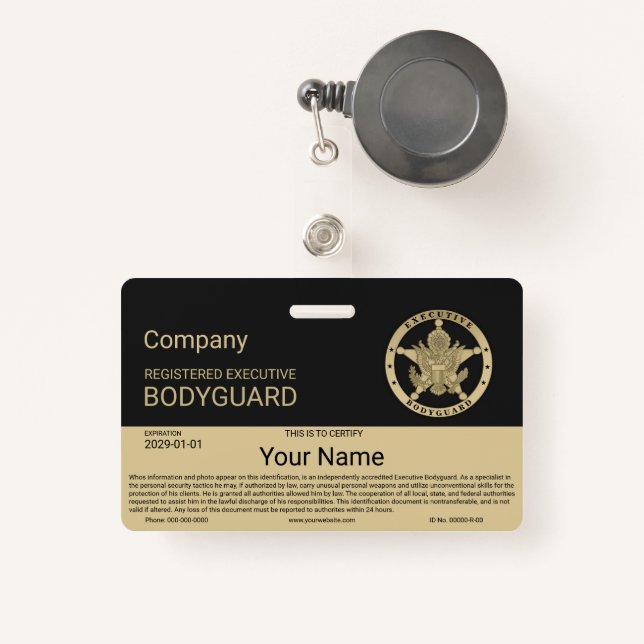 Bodyguard Badge (Front with Retractable)