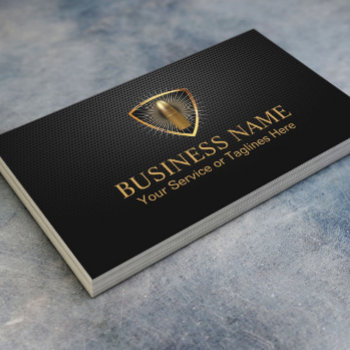 Bodyguard Bouncer Gold Bullet Dark Metal Security Business Card by cardfactory at Zazzle