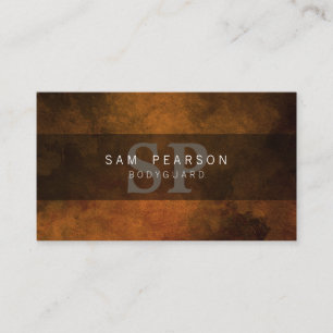 Bodyguard Personal Services Brown GrungeMonogram Business Card
