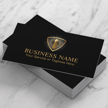 Bodyguard Security Gold Bullet Modern Black & Gold Business Card by cardfactory at Zazzle