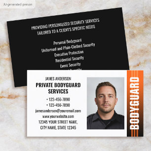 Bodyguard Security Services Guard ID Photo Orange Business Card