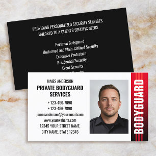 Bodyguard Security Services Guard ID Photo Red Business Card
